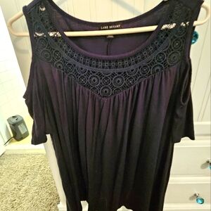 Navy cold shoulder top